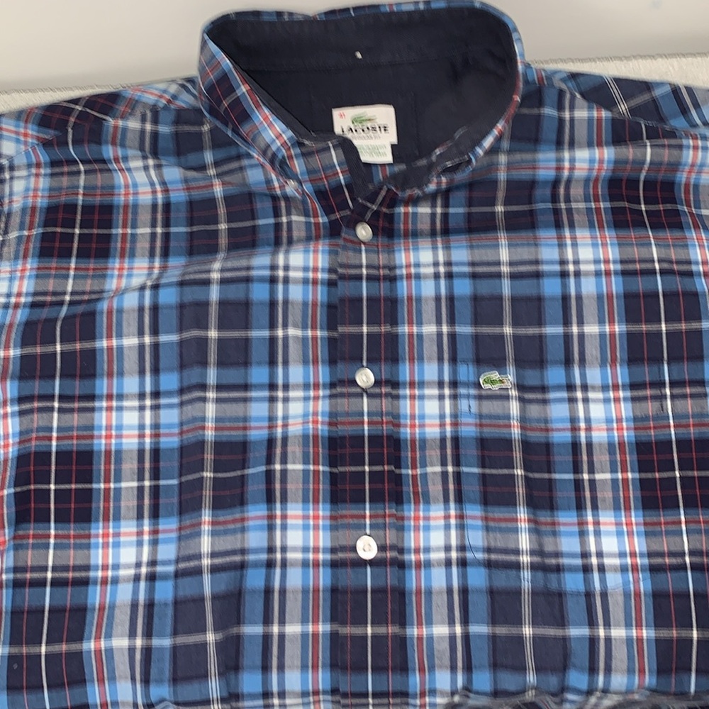 Lacoste Mens Button Down Shirt 100% Cotton. Like New. Size 41 or largeUS